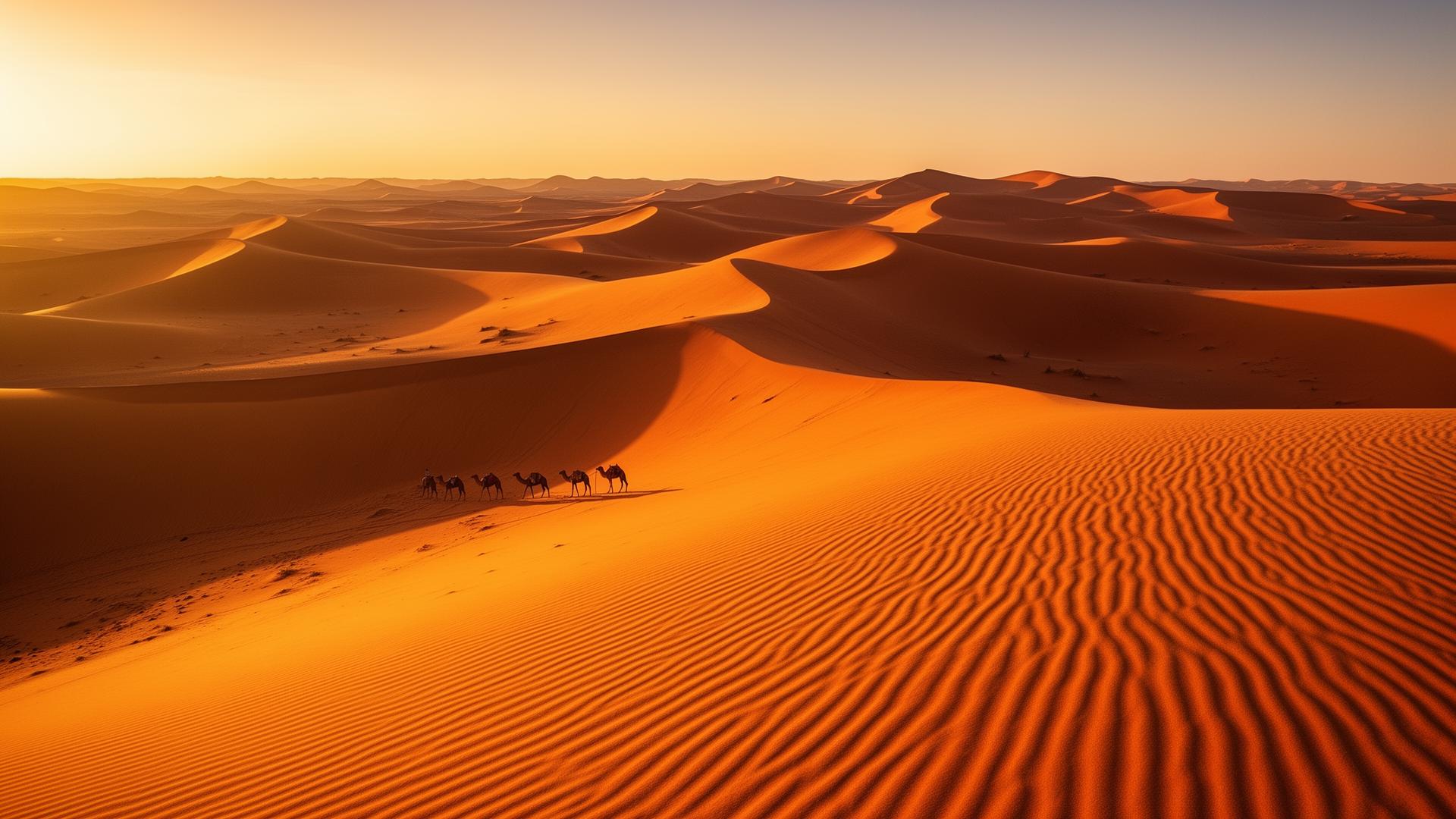 Piaszczyste wydmy Erg Chebbi na Saharze